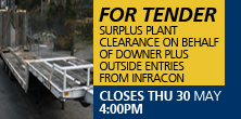 Surplus plant clearance on behalf of Downer plus outside entries from Infracon